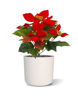 Faux Poinsettia Bouquet 25 cm red