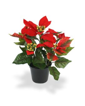 Poinsettia artificial plant 25cm in pot - red