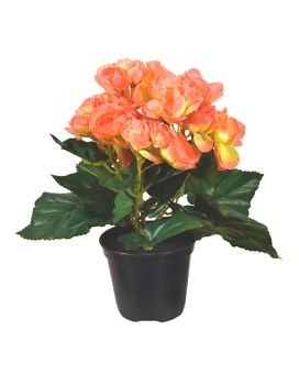 Begonia artificial plant 20 cm orange in pot