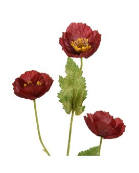 Artificial Poppy spray 60 cm red