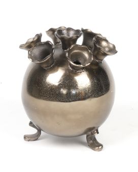 Aluminum Sphere Vase Antique Nickel 25cm